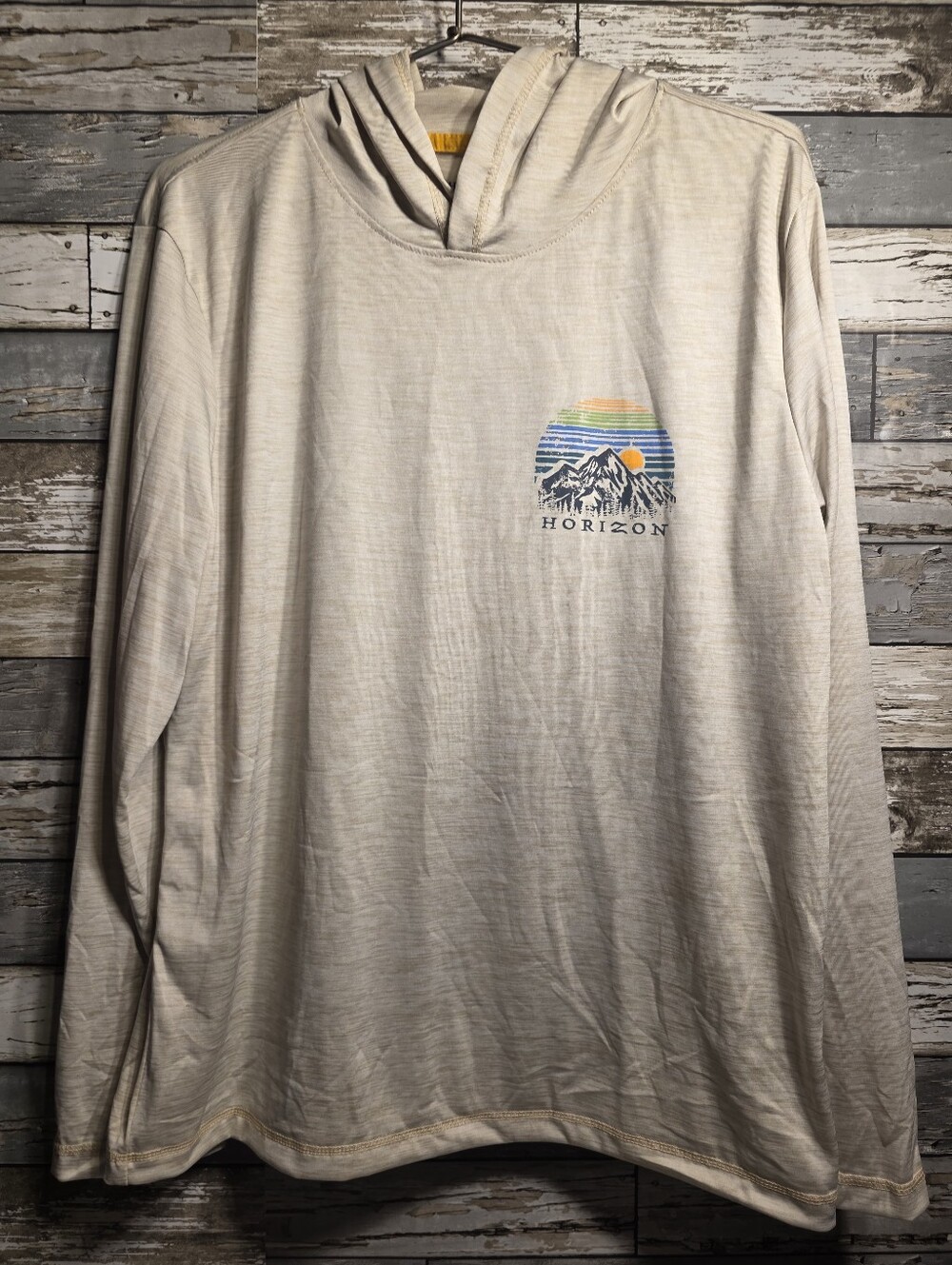 Horizon Men's Cream Crewneck Hoodie Sweatshirt